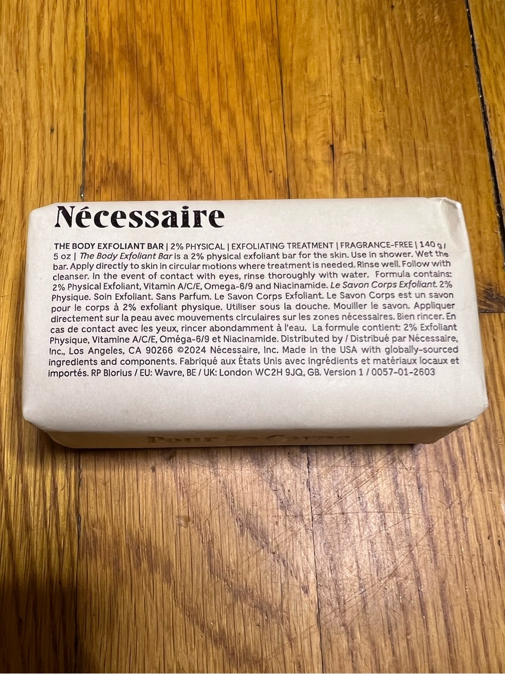 NWT Necessaire The Body Exfoliant Bar| 2% Physical Exfoliant Soap